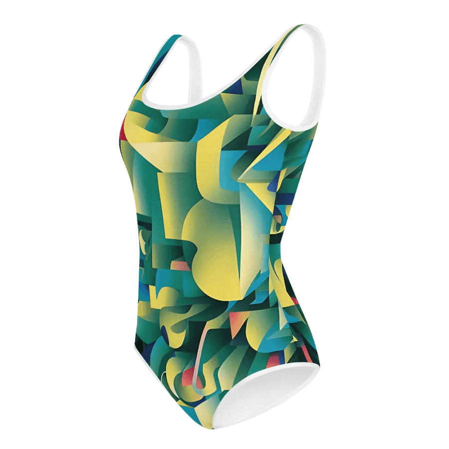Abstract Lithographic Pattern Design Youth One Piece Swimsuit - V8 product image (4)