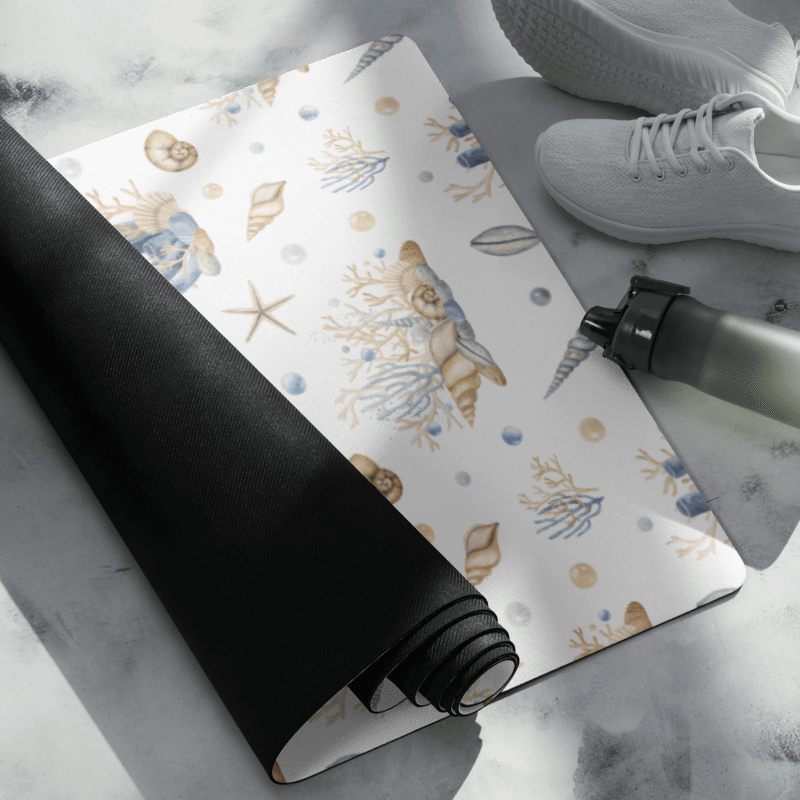 Underwater Seashells Pattern Yoga Mat by Treasure Pie product image (2)