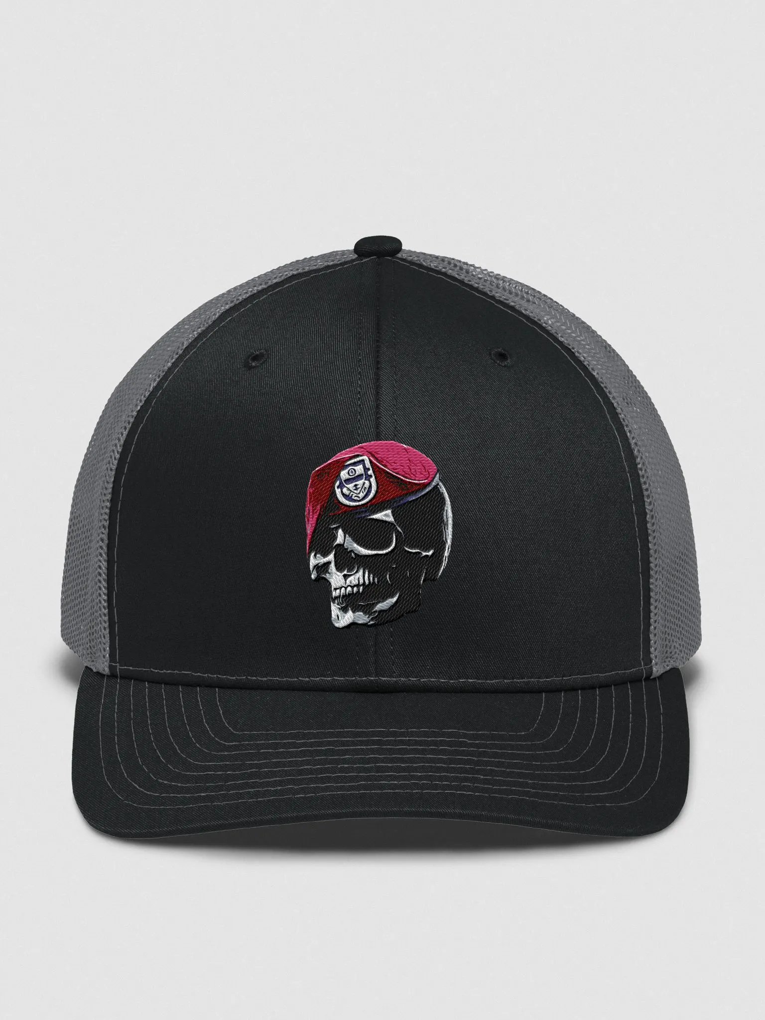 Skull Beret Trucker Hat product image (1)