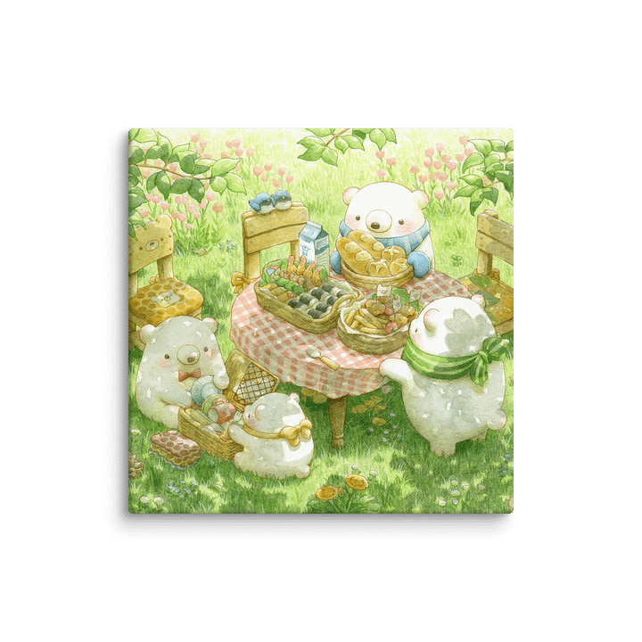 Cute Bear Picnic in the Garden - Whimsical Soft Berars Art product image (20)