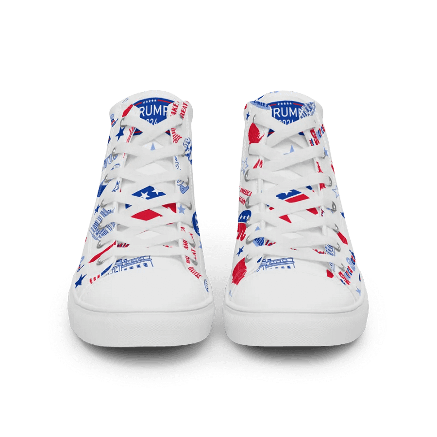 Trump 2024 Republican Patriot Make America Great Again White Pattern High Top Canvas Shoes for men product image (4)