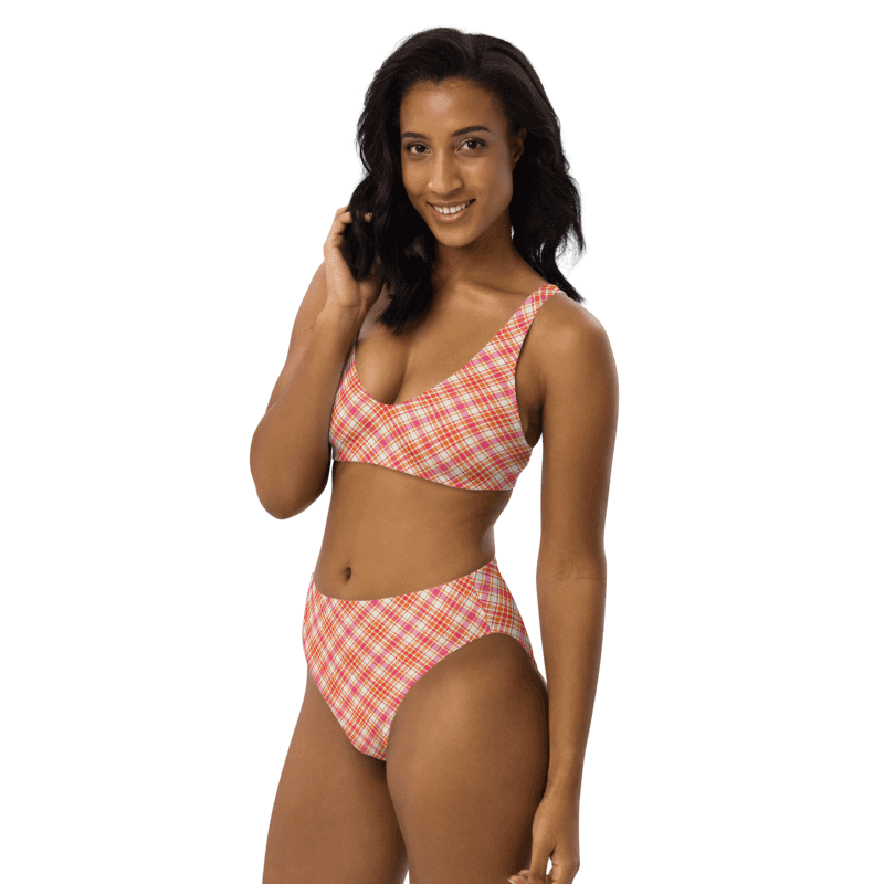 Orange and Hot Pink Plaid Bikini product image (3)