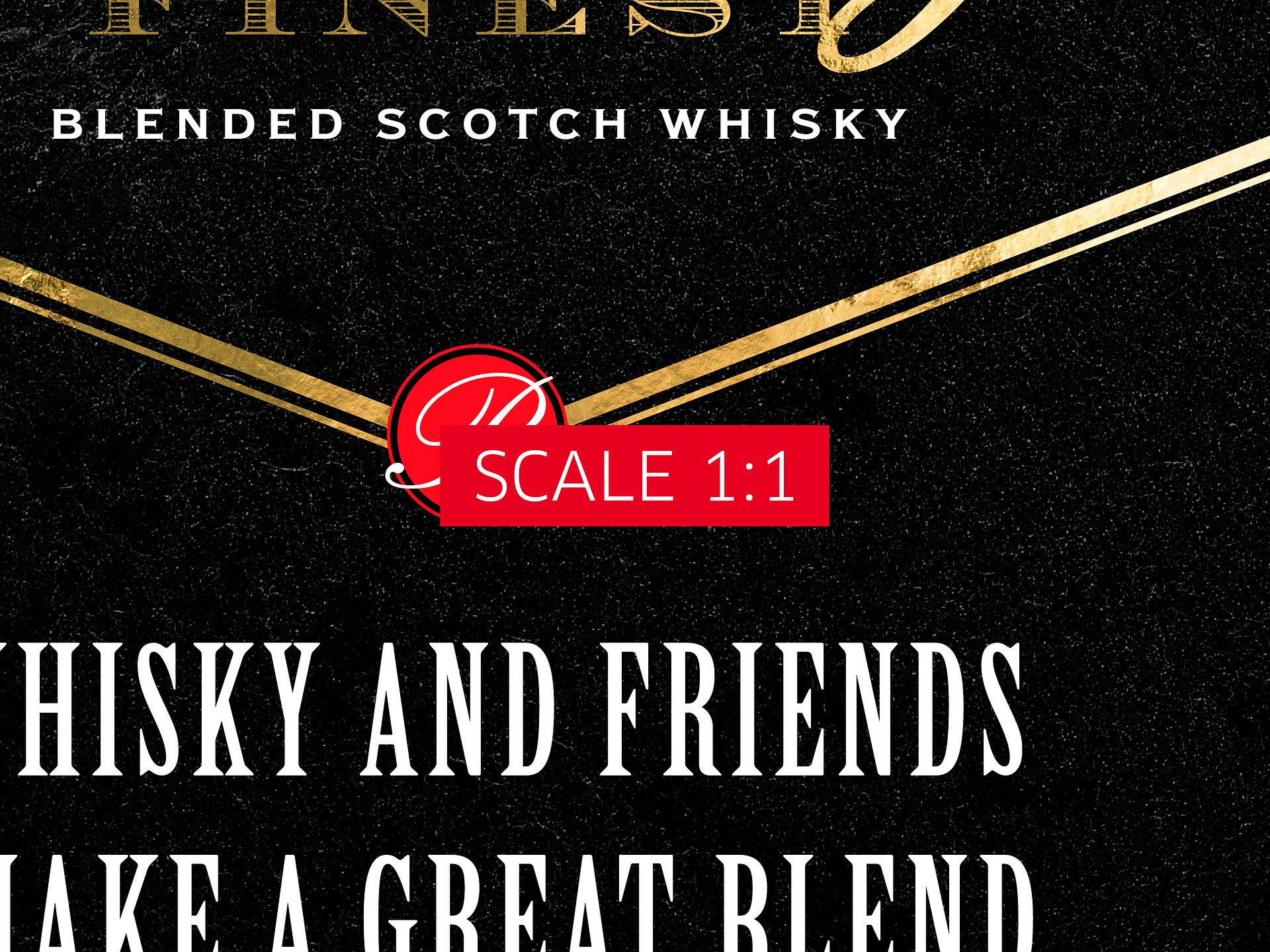 Whisky and friends make a great blend / Ballantine's Finest — Whiskey gold blackboard with quote product image (5)