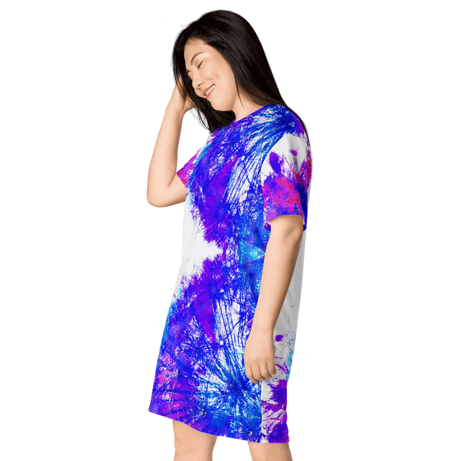 Abstract Bright Neon Dandelion Seeds T Shirt Dress product image (5)