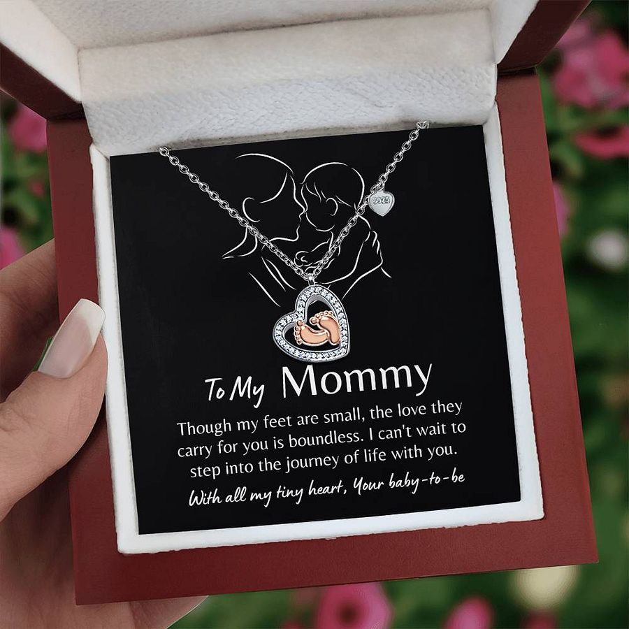 To My Mommy - Baby Feet Heart Necklace - Boundless Love product image (1)