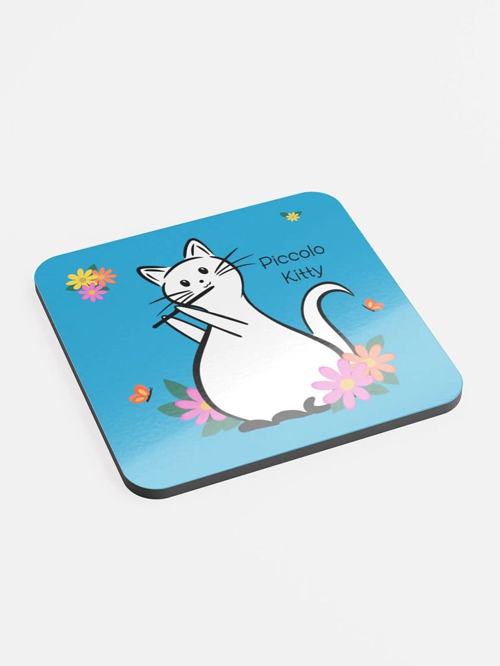 Flute Kitty Glossed Cork Coaster - Piccolo product image (2)