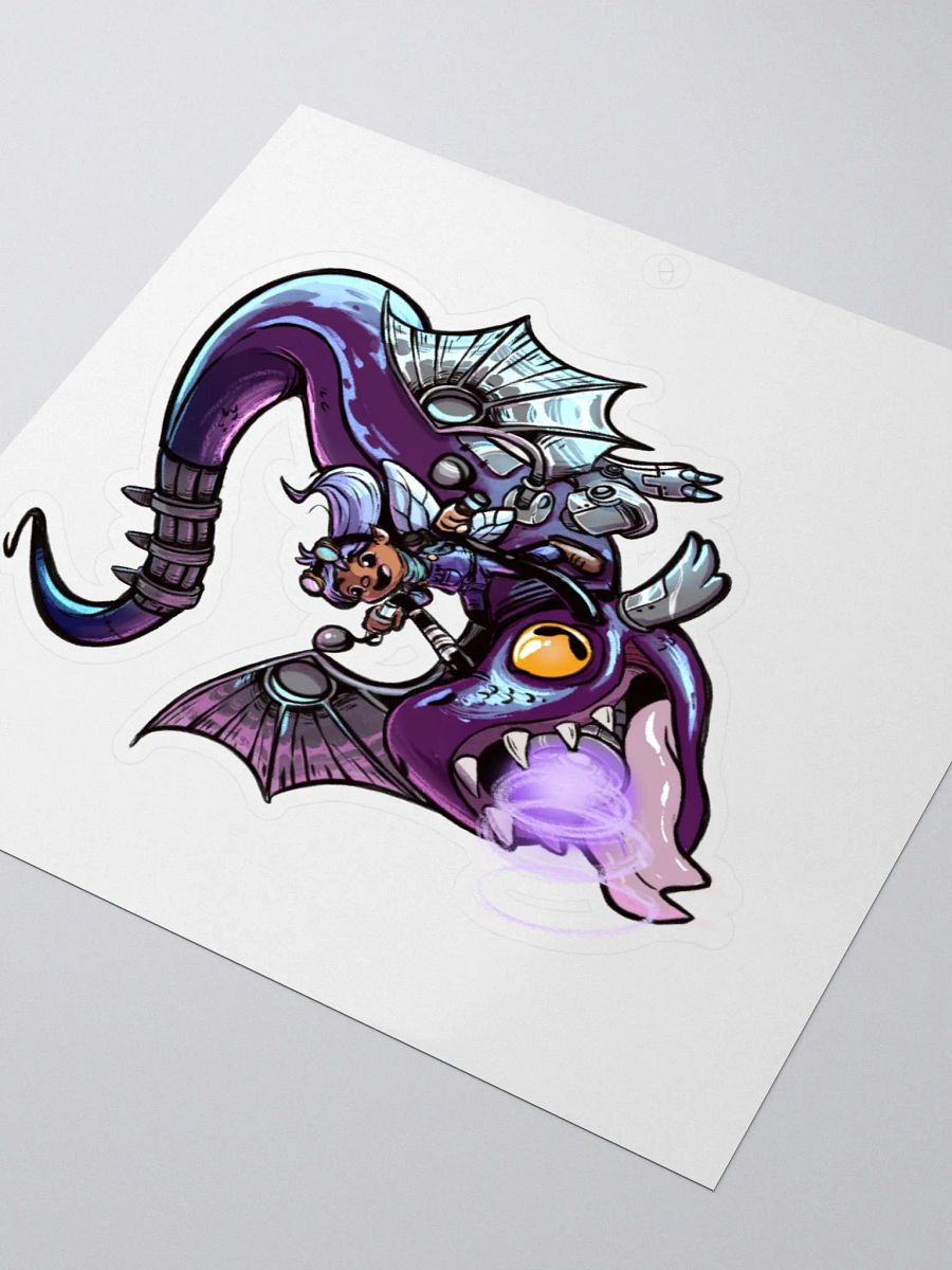 Cyberpunk Fairy Riding Cyborg Dragon Sticker - Sci-Fi Fantasy Decal product image (3)