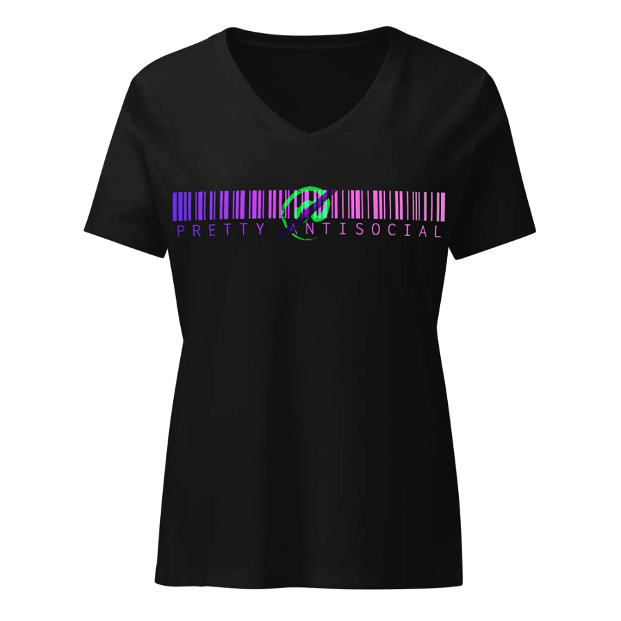 Pretty AntiSocial Ladie's Barcode Logo V-Neck Shirt product image (1)