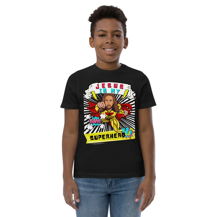 Jesus Is My Superhero- Funny Christian Comic Kids T-Shirt product image (2)