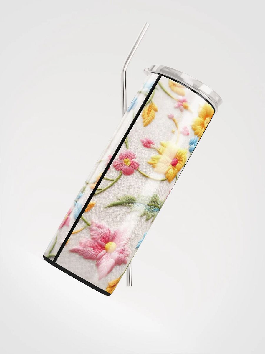 Radiant Floral Embroidered Stainless Steel Tumbler - Sustainable Chic for Your Daily Sips product image (4)