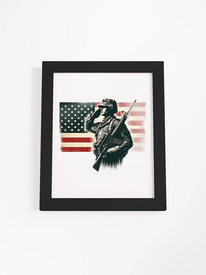 Saluting Soldier - Proud USA Patriotic Tribute Vintage Framed Poster product image (3)