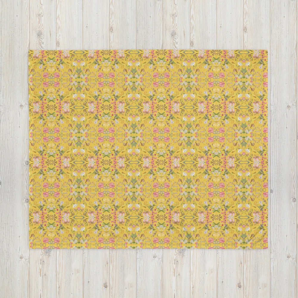 Exotic Blooming Floral Butterfly Yellow Throw Blanket product image (5)