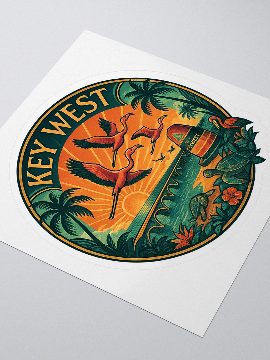 Kiss-Cut Key West Tropical Sticker with Southernmost Point Buoy product image (3)