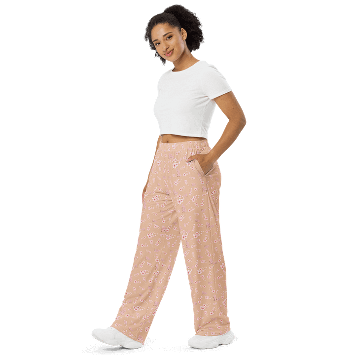 Cherry Blossoms on Cream Unisex Wide-Leg Pants product image (2)