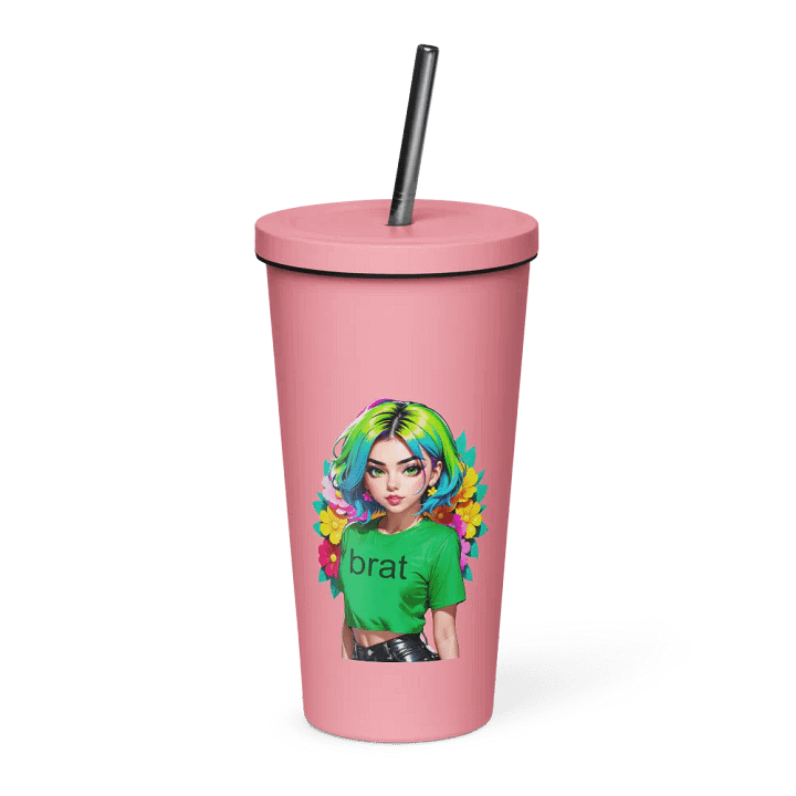 Brat 20 oz Tumbler Cup - Pink - Insulated Tumbler with a Straw v1 product image (1)