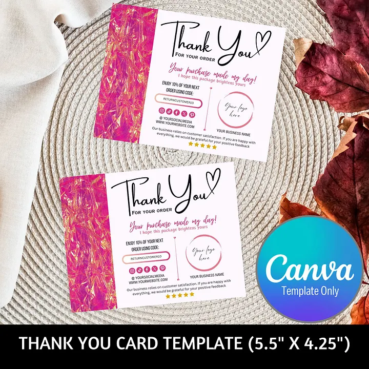 Pink Marigold - Thank You Card Template product image (1)