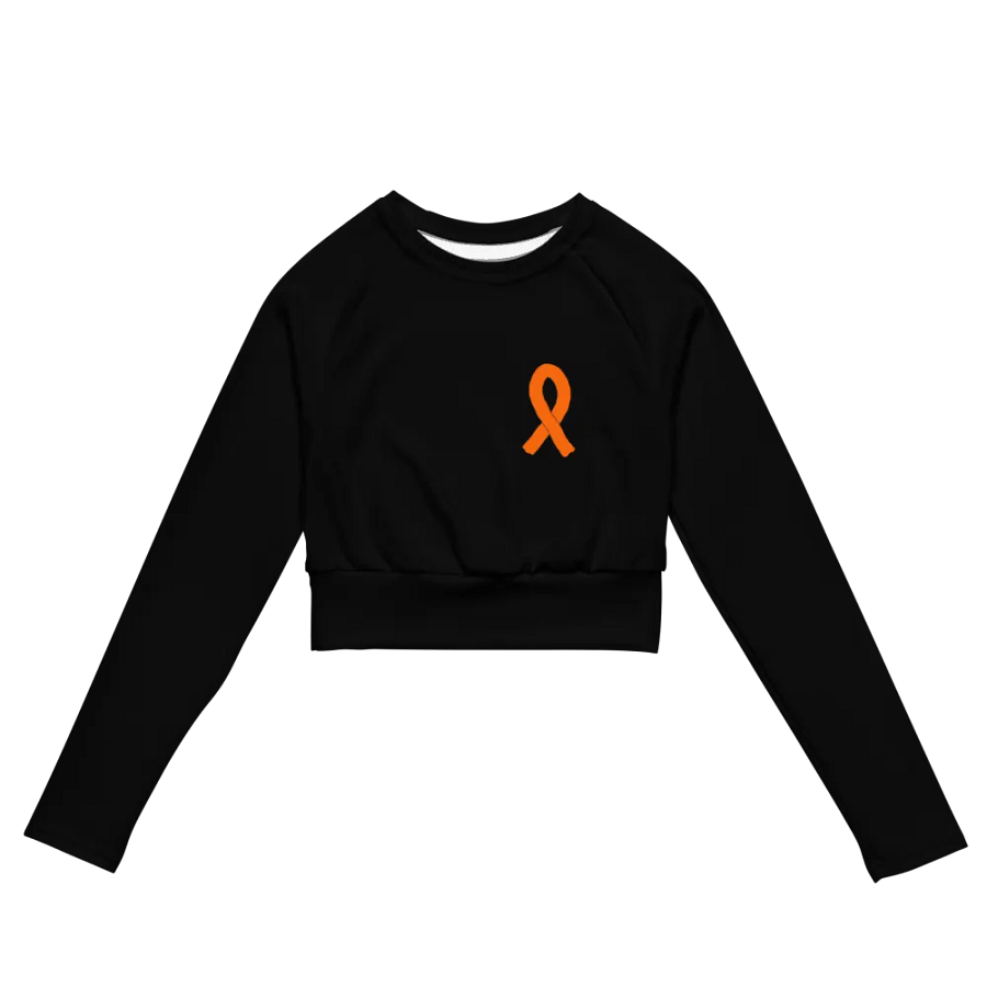 Recycled Long Sleeve Crop Top - Black - Cancer Awareness Orange Ribbon product image (9)