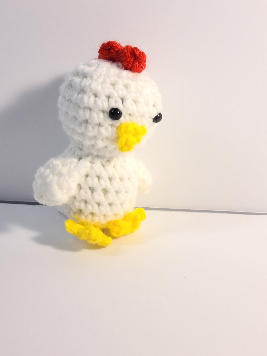 Handmade Amigurumi Mini White Chicken Stuffed Animal product image (4)