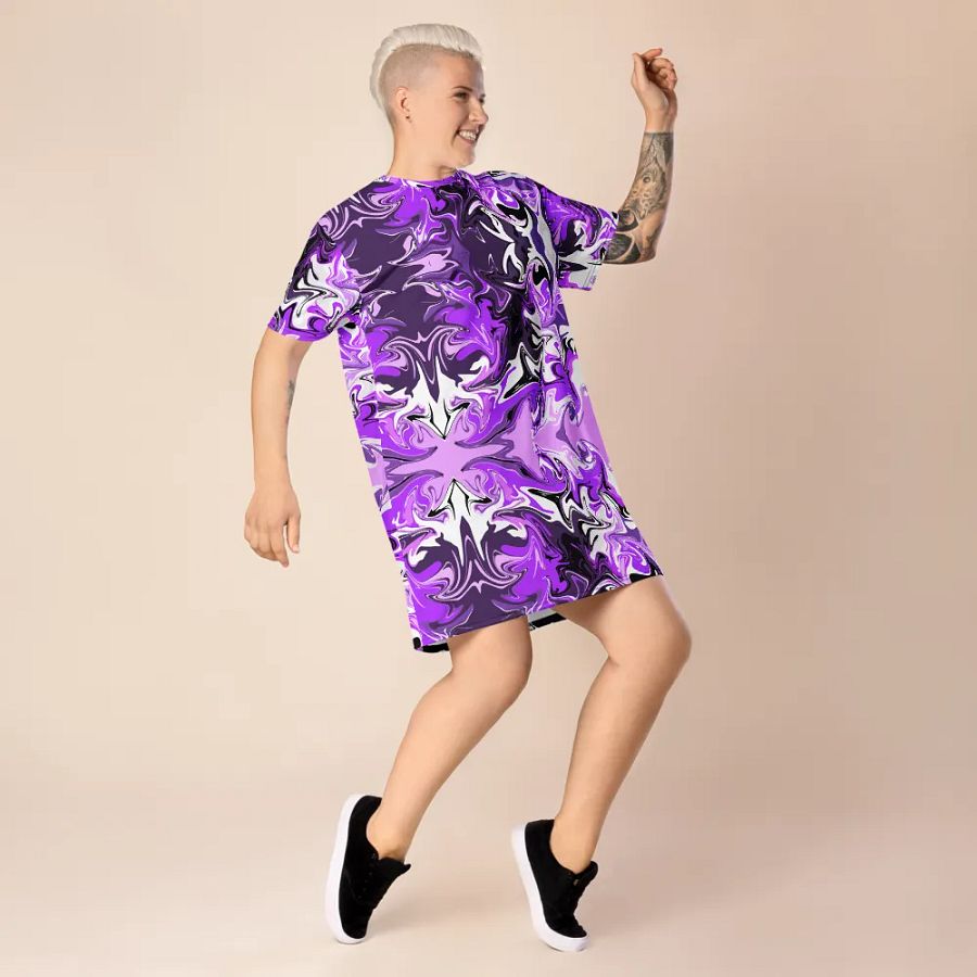 Purple Swirl Pattern T-Shirt Dress product image (7)