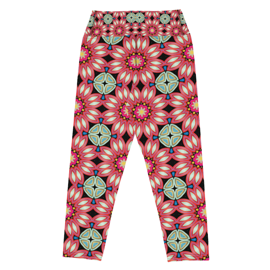 Fractal Batik Maroon Yoga Capri Leggings product image (5)