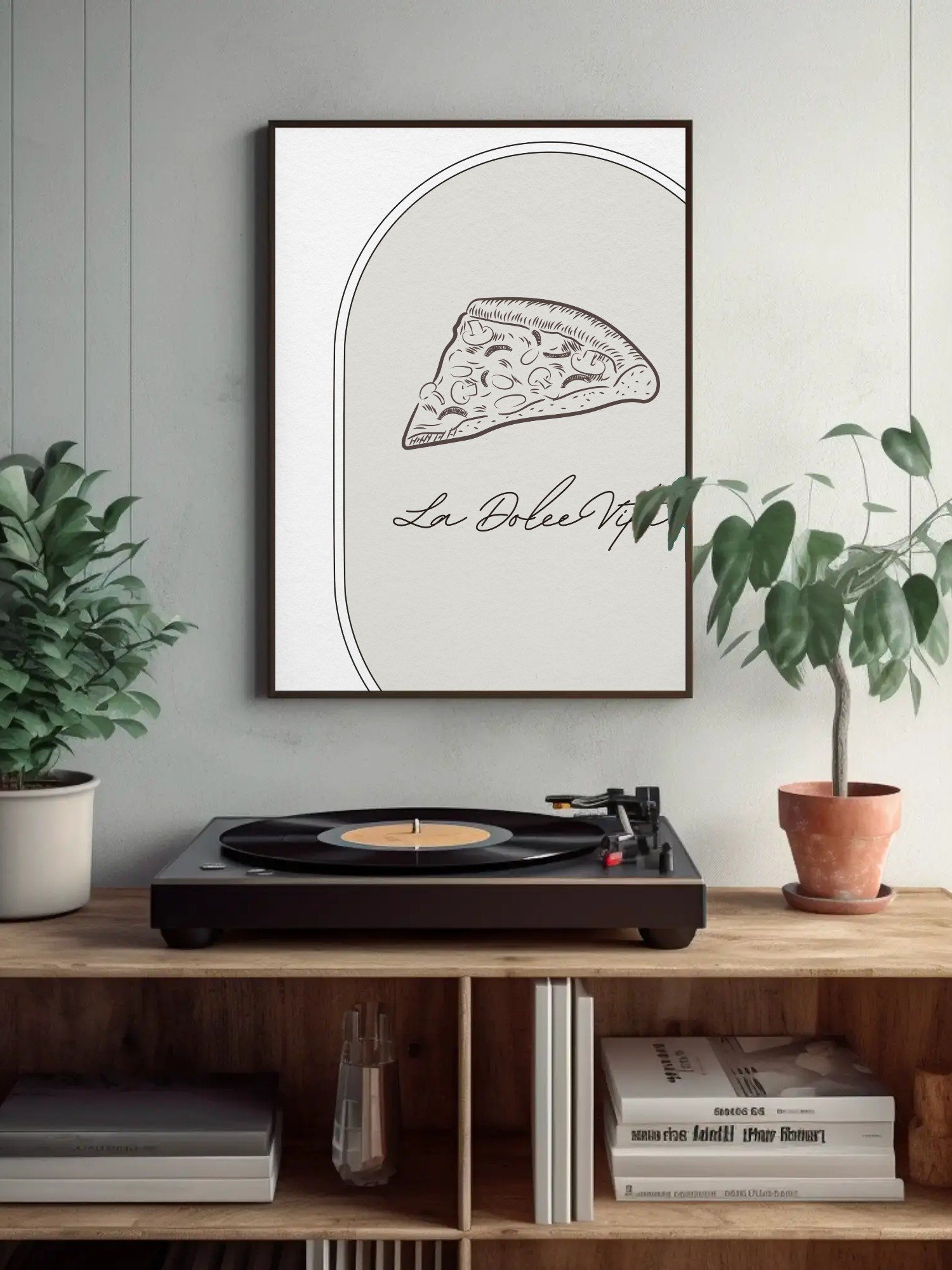 La Dolce Vita Italian Pizza Wall Art - Minimalist Kitchen Decor, Black and White Food Illustration, Modern Pizza Lover Print, Italian Decor product image (4)