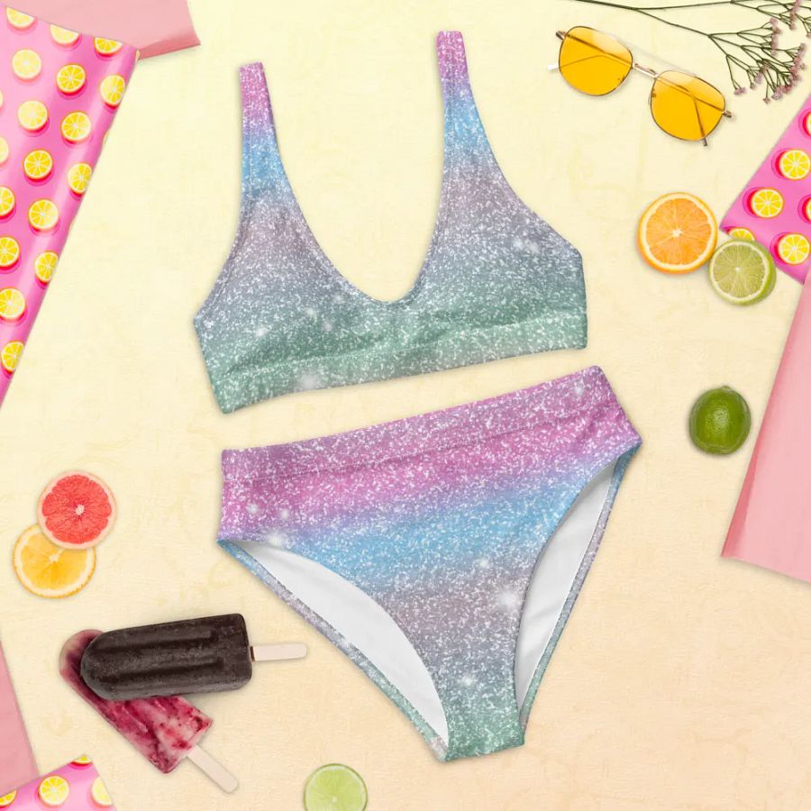 Glitter Unicorn Texture Design High Waisted Bikini (6) product image (12)