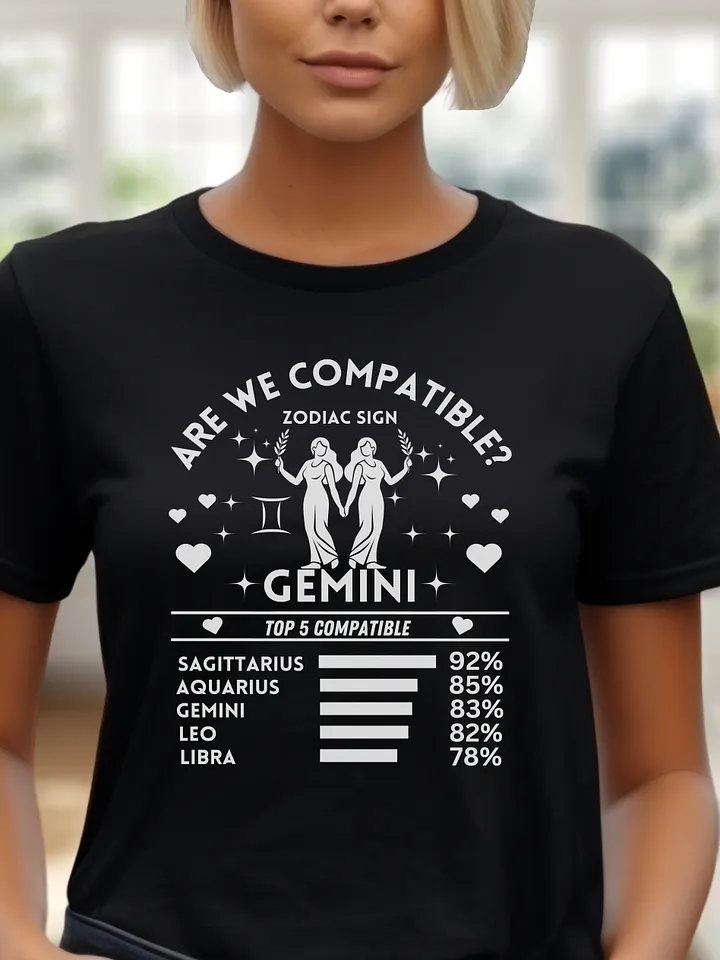 Gemini Zodiac Sign Romantic Compatibility T-Shirt - Bella Canvas 3001 Unisex Staple T-Shirt - Dark Colors product image (1)