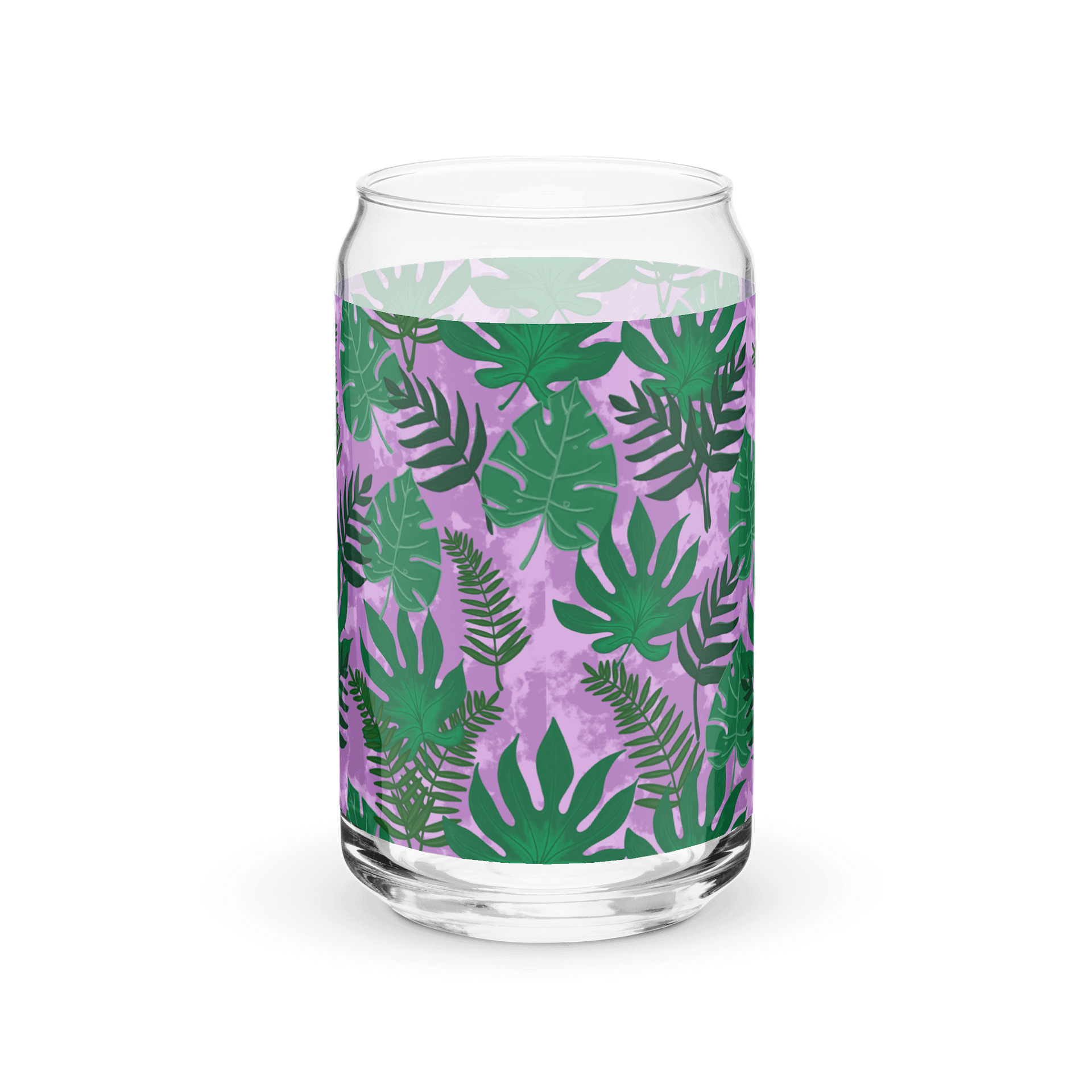 Jungle Leaves- Purple Background Glass Tumbler product image (4)