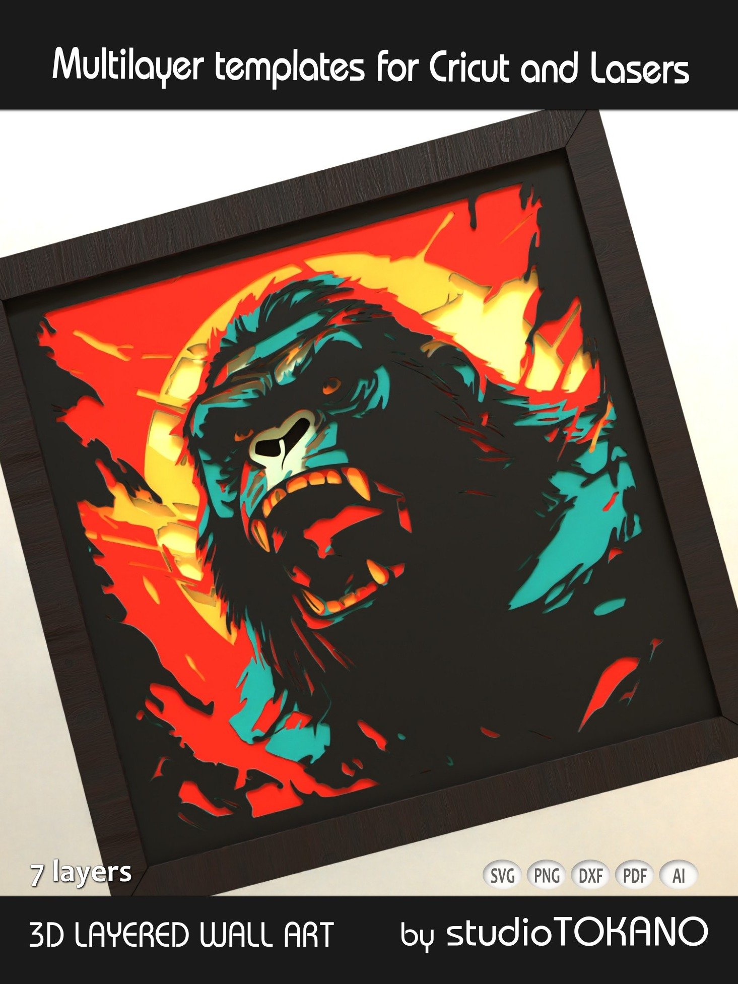 Gorilla Layered Cut File product image (5)