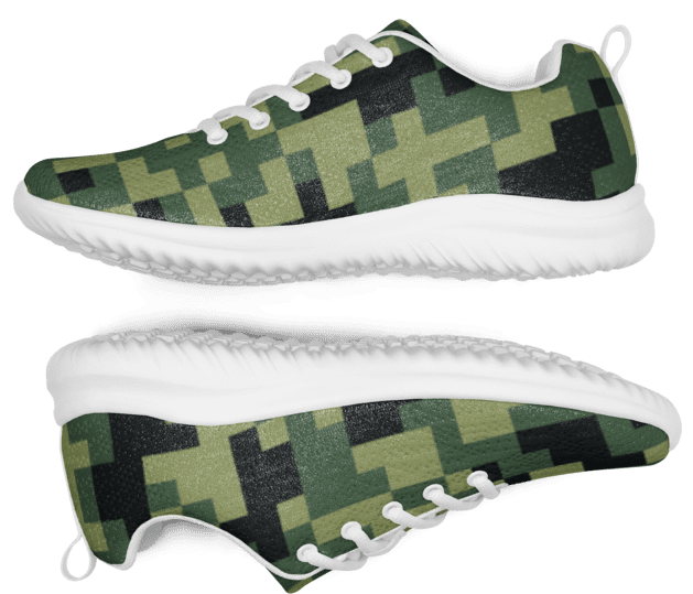 Military Green Camouflage Pixels Camo Pattern Women's Athletic Shoes product image (5)