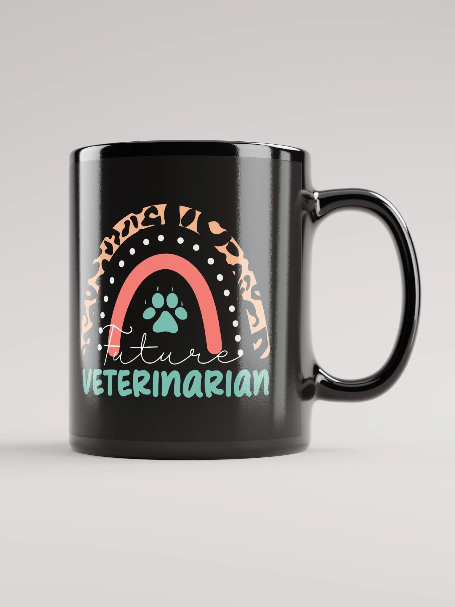 "Future veterinarian-Rainbow" black glossy mug product image (1)