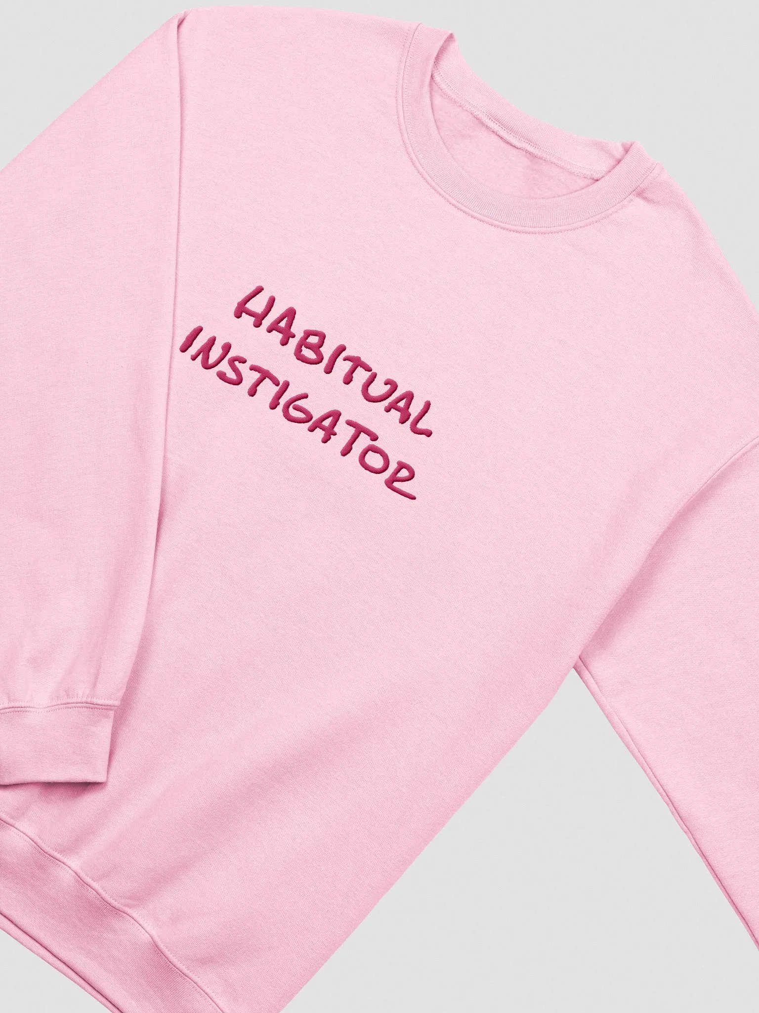 HABITUAL INSTIGATOR (lg. design, pink thread) embroidered crewneck product image (8)