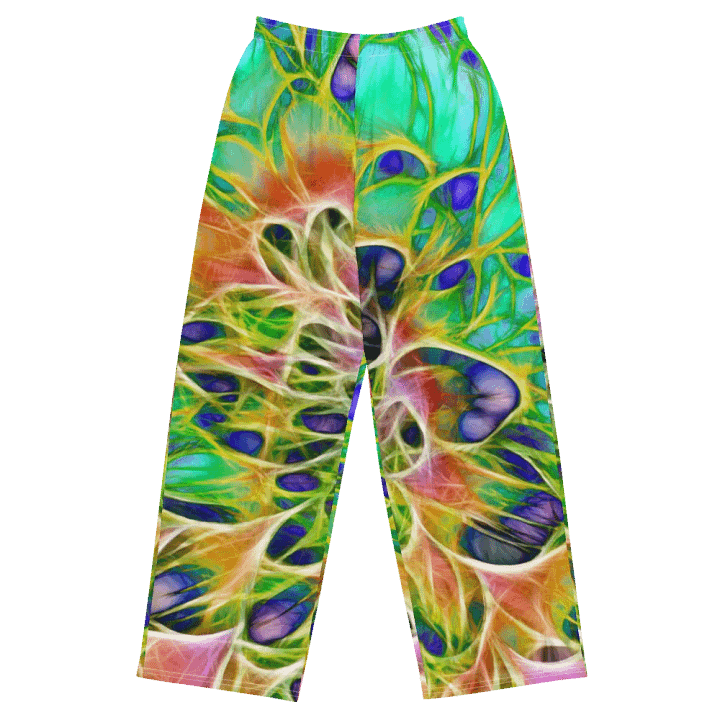 Abstract Peacock Chrysanthemum Wide Leg Pants product image (2)