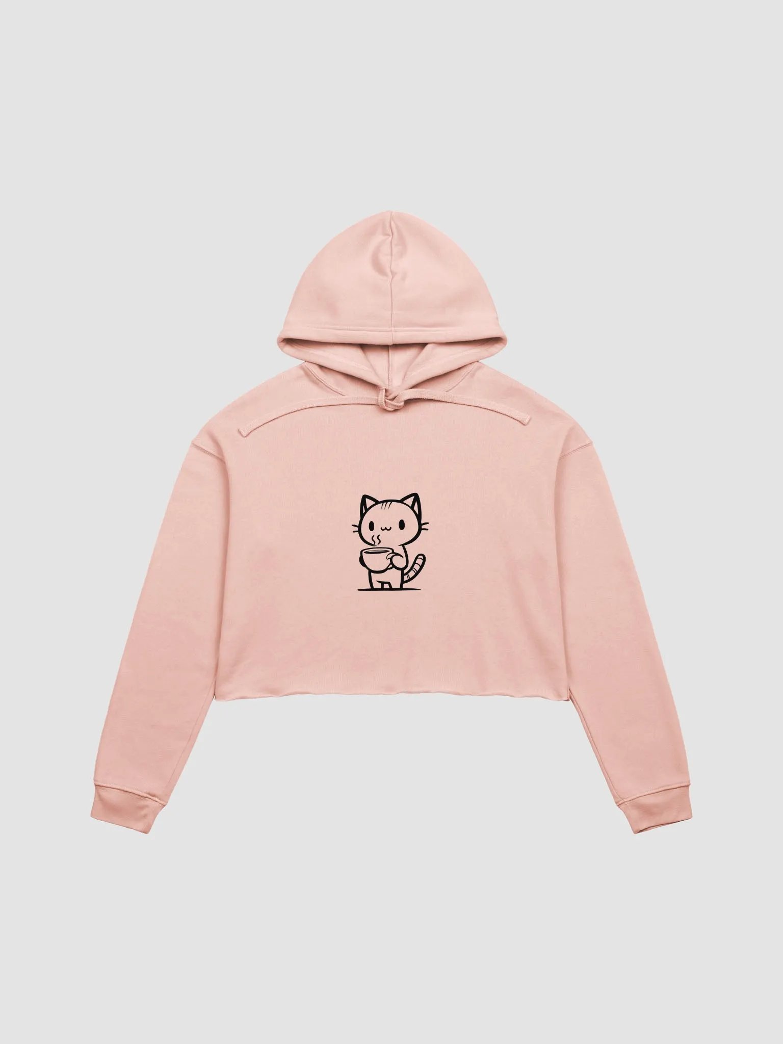 Cute Coffee Cat Cartoon Crop Hoodie product image (17)