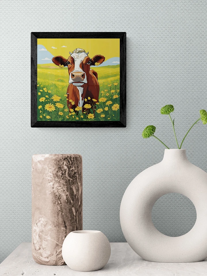 Yellow Daisies & a Cow Framed Art Print product image (1)