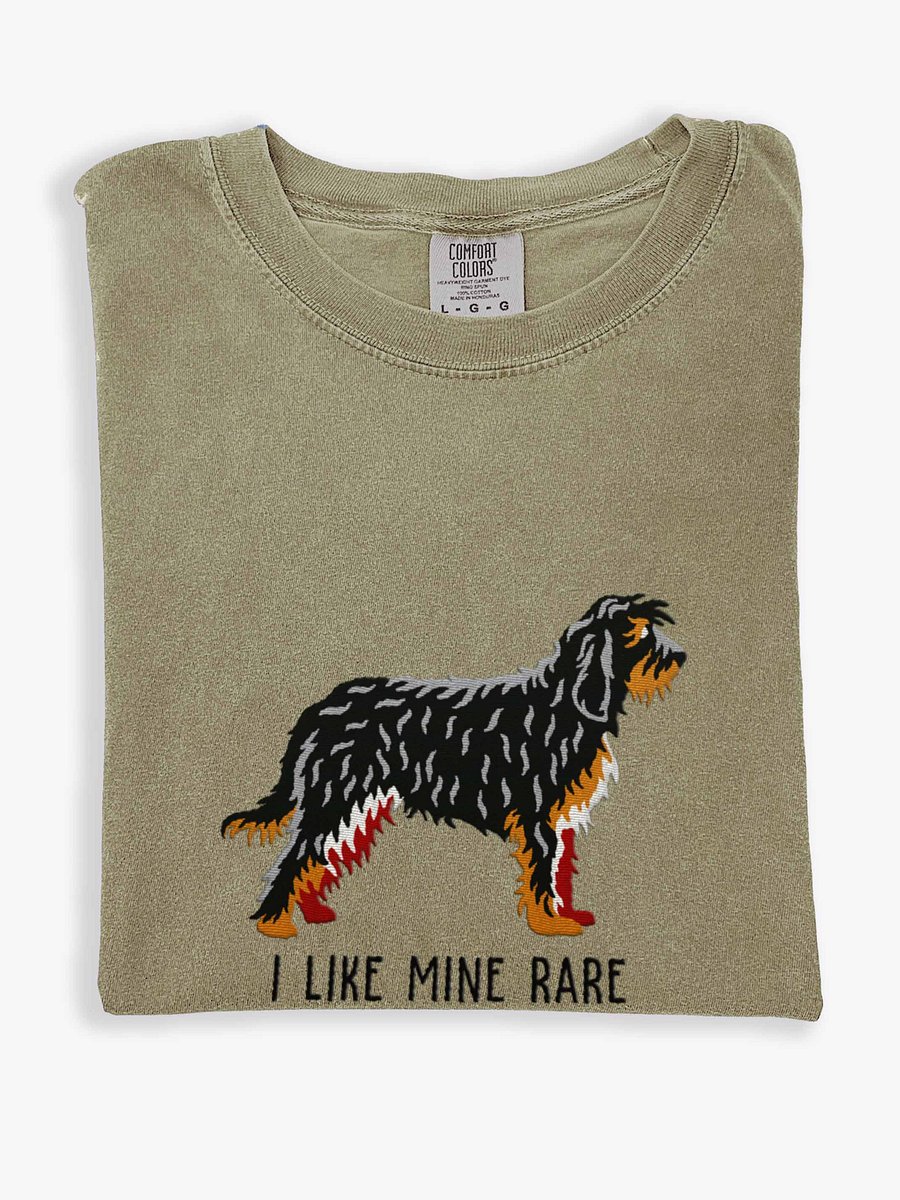 I Like Mine Rare T-Shirt(Embroidered) of an Otterhound(Black & Tan) product image (1)