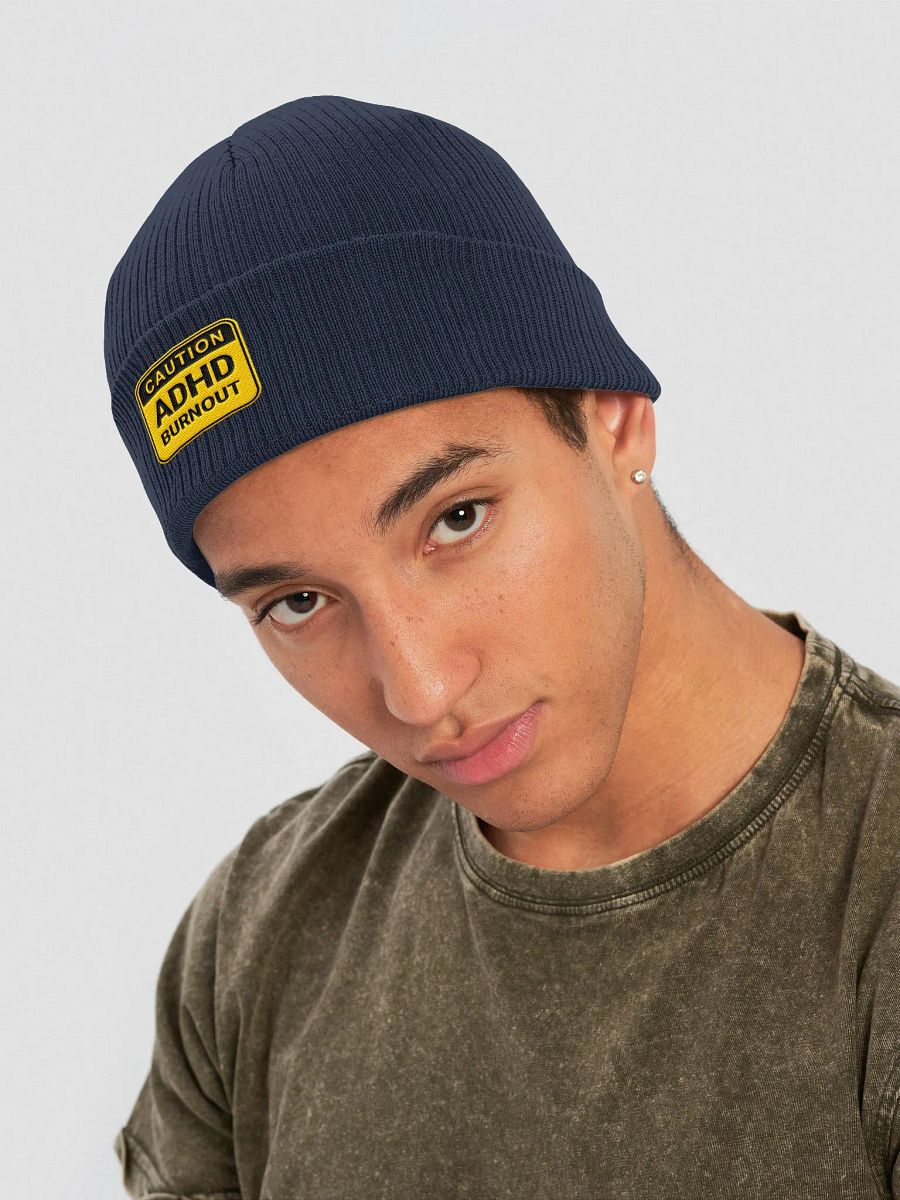 CAUTION: ADHD BURNOUT organic ribbed beanie product image (4)
