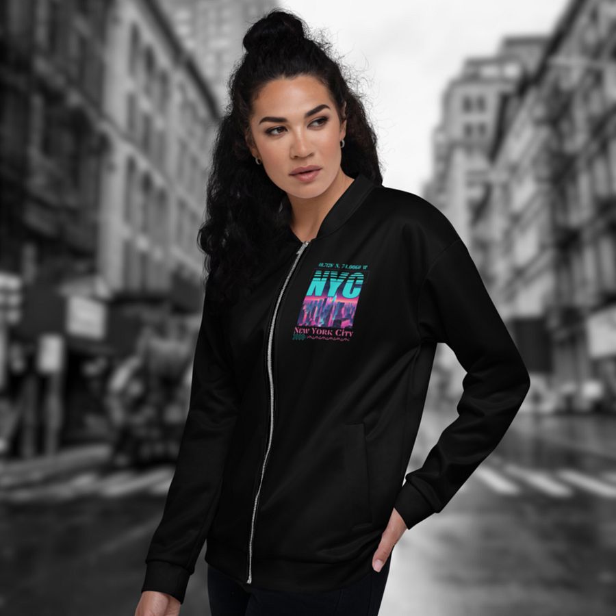 NYC New York City Graphic All Over Print Bomber Jacket product image (1)