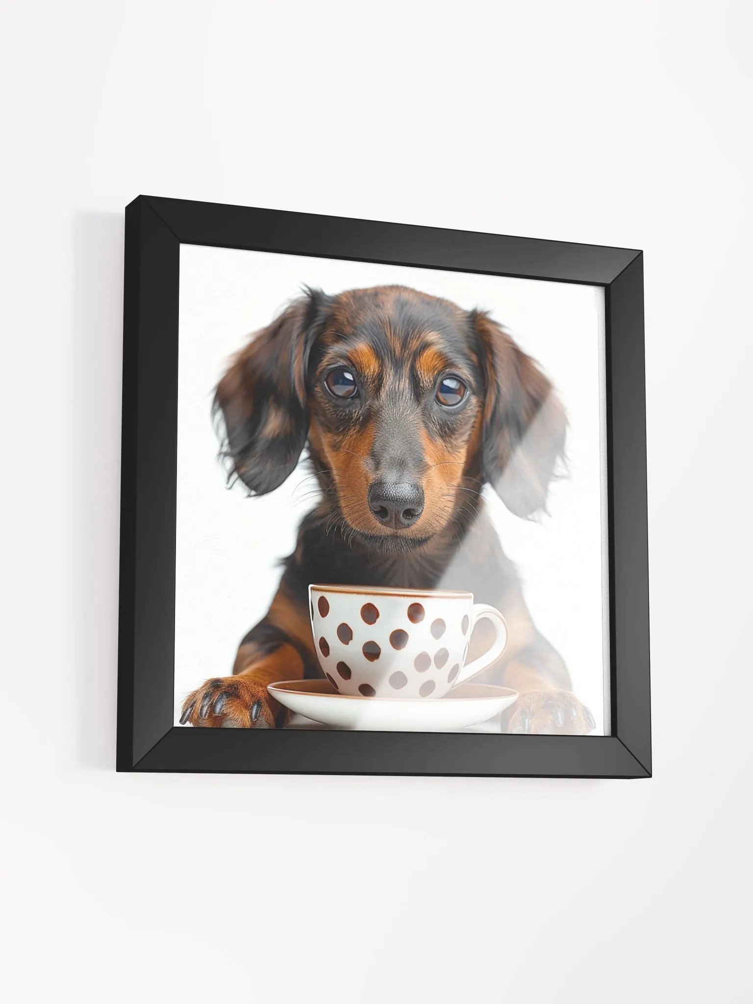 Coffee Lover Cute Dachshund Dog Framed Wall Art product image (23)
