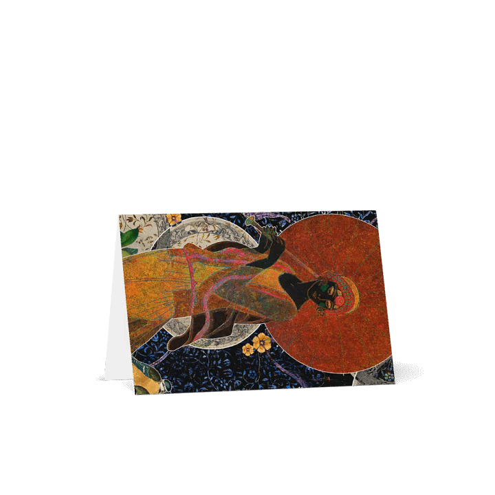 'Moonlit Stroll' Mixed Media Collage by Edward Martin : Greeting Card product image (1)