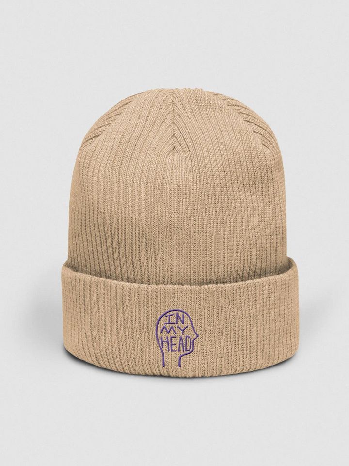 In My Head (purple) embroidered organic beanie product image (16)