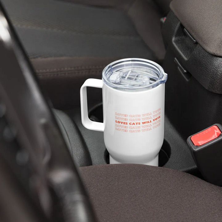Loves Cats Will Vote Travel Mug With Handle product image (2)