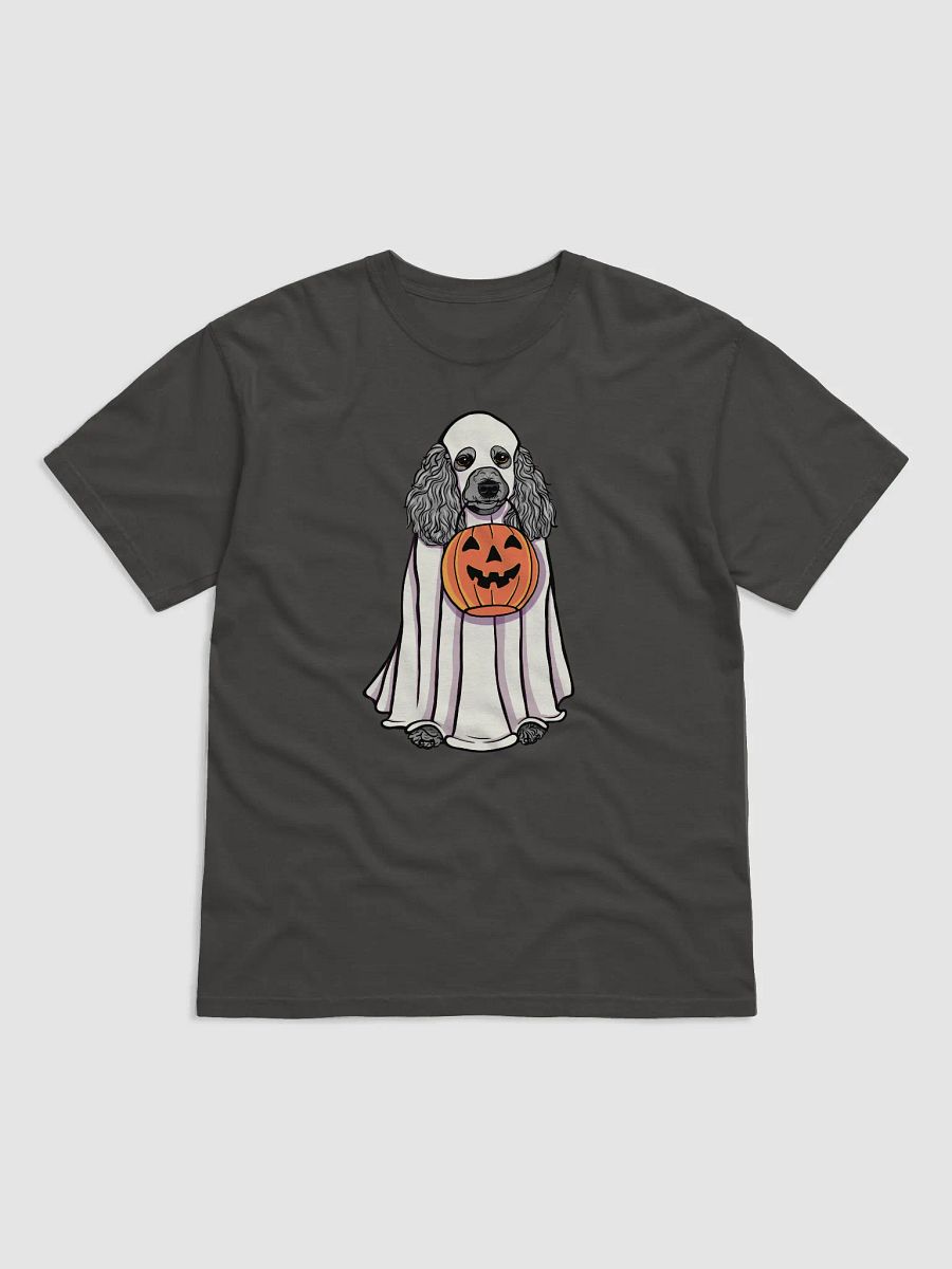 Funny Halloween Poodle(Silver) T-Shirt | Funny Papillon Wearing a Ghost Costume and Holding a Pumpkin Basket product image (17)