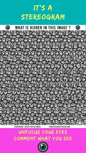 What's hidden in this image ?
#opticalillusion #illusion #stereogram #Quiz #retro