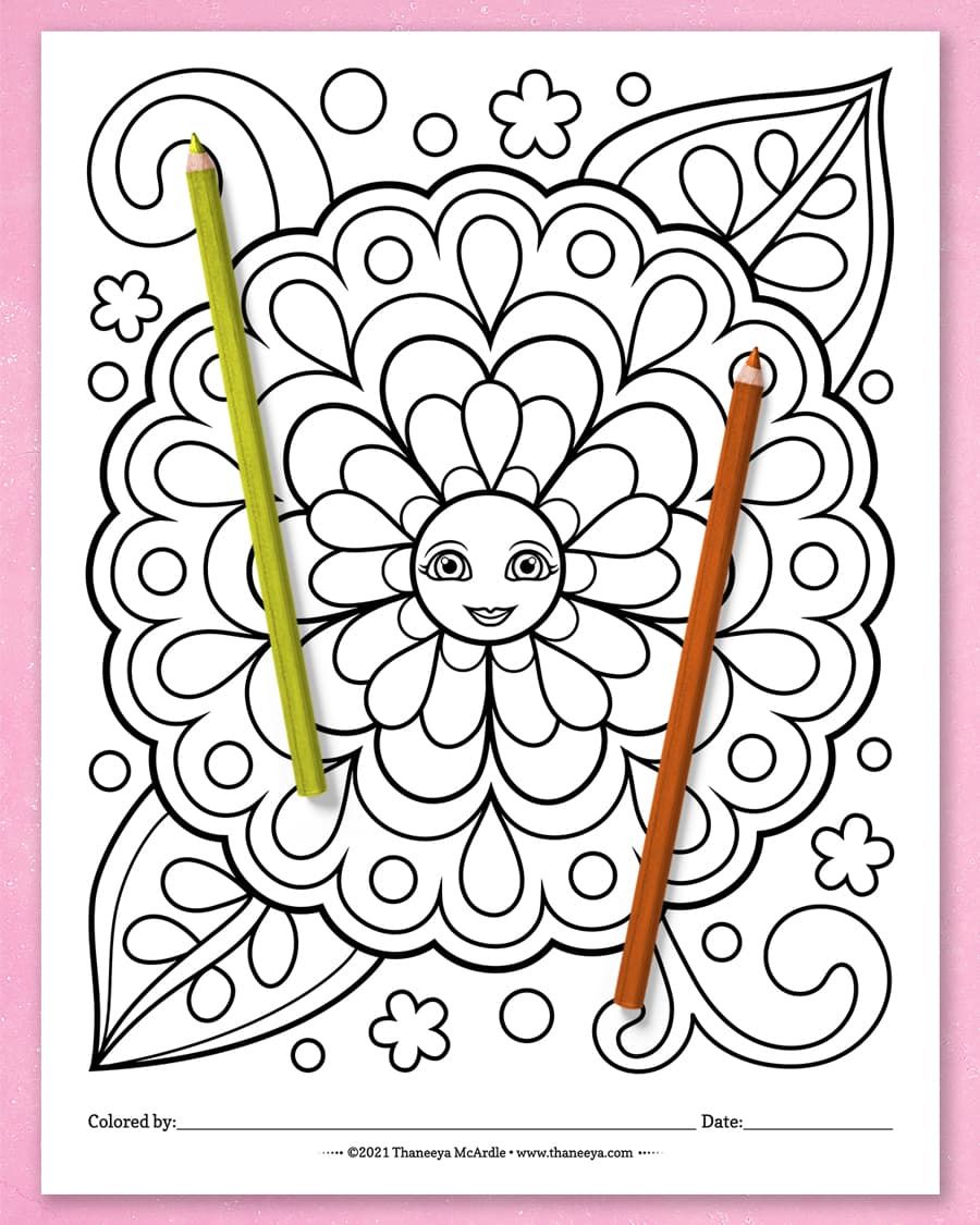 Happy Flowers Coloring Pages product image (9)