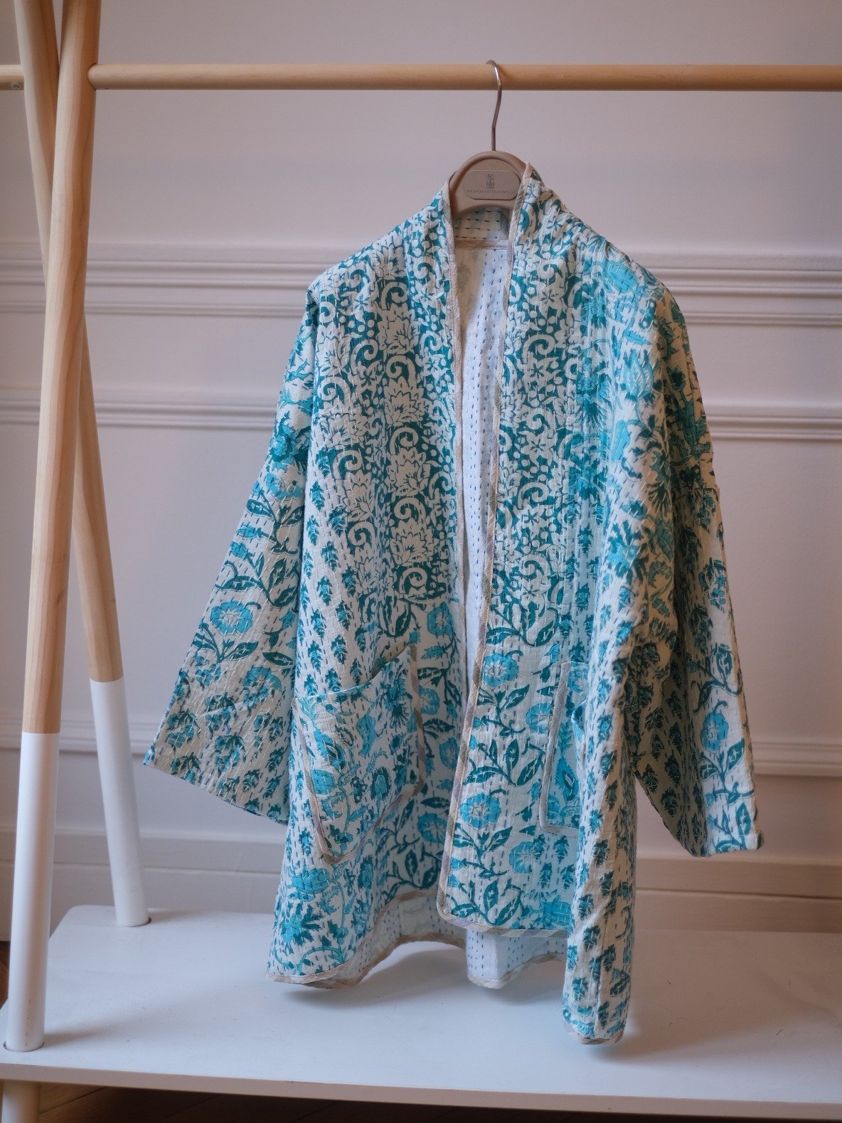 Artisanal Collection - Handmade Kimono Jacket with with Blue Suzani Embroderies product image (3)