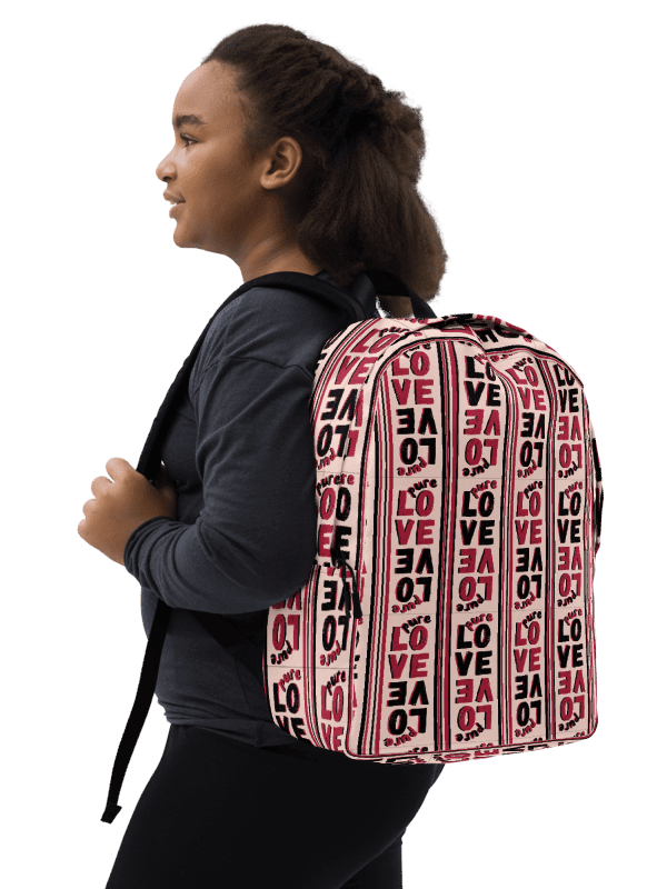 Pure LOVE dual Color Stripes on peach Background - Minimalist Backpack product image (2)