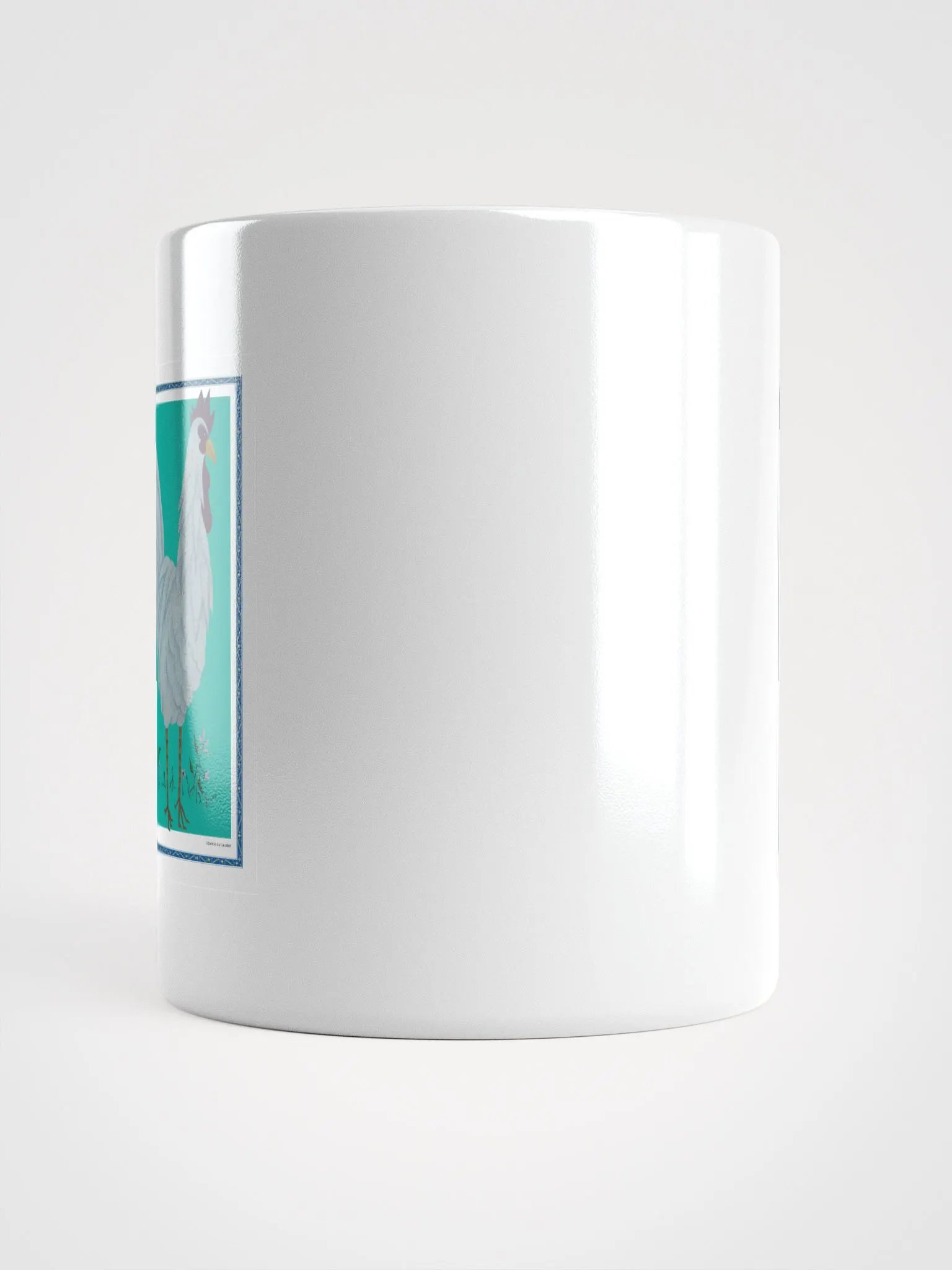 White Glossy Mug with Chicken and Green background product image (5)