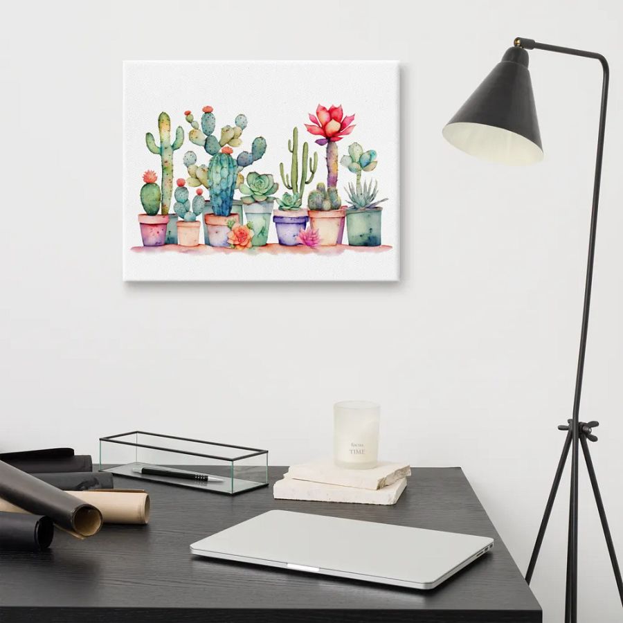 Colorful Potted Cacti And Succulents Canvas product image (6)
