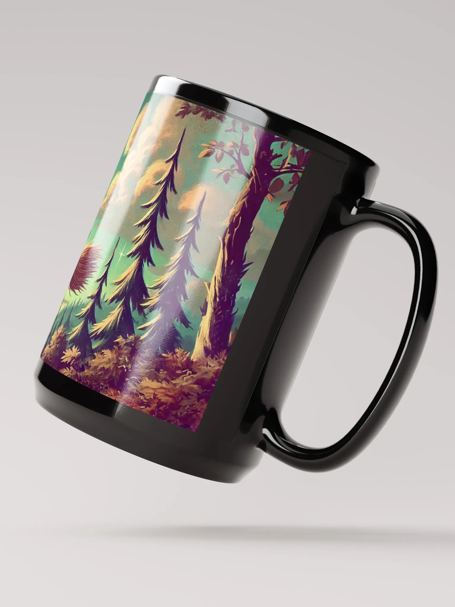 Happy Flying Witch Halloween - Black Glossy Mug 15 oz product image (3)